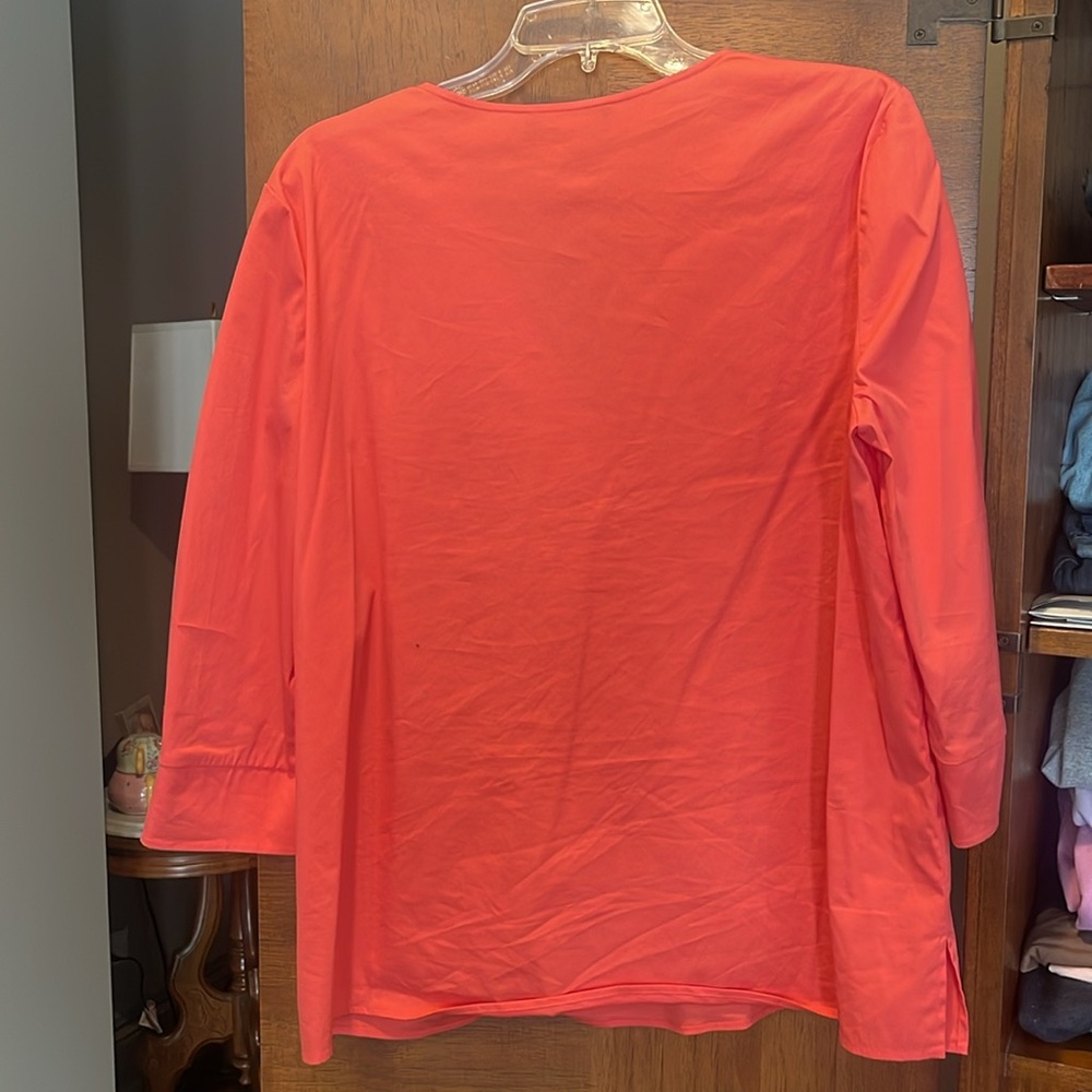 Lafayette 148 Coral 3/4 sleeve tunic Size L - Picture 3 of 6